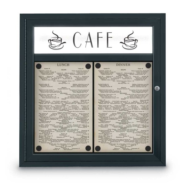 Sliding Door Indoor Enclosed Corkboard, 7, UV9003ACS-BRONZE-SURF